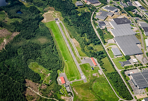Flygbild över Borås flygplats